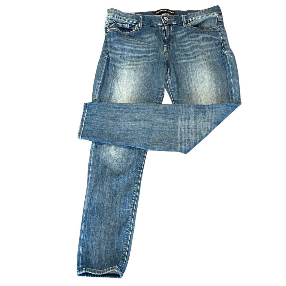 EXPRESS Jeans Mid Rise‎ Jean Legging Sz 12R (34x28.5") Blue #181S